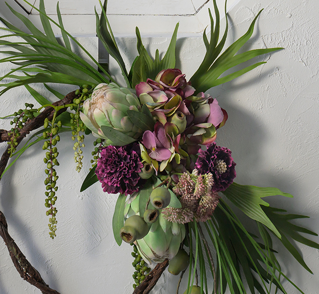 キングプロテア＆スカビオサリース2L25 アートフラワー アーティ