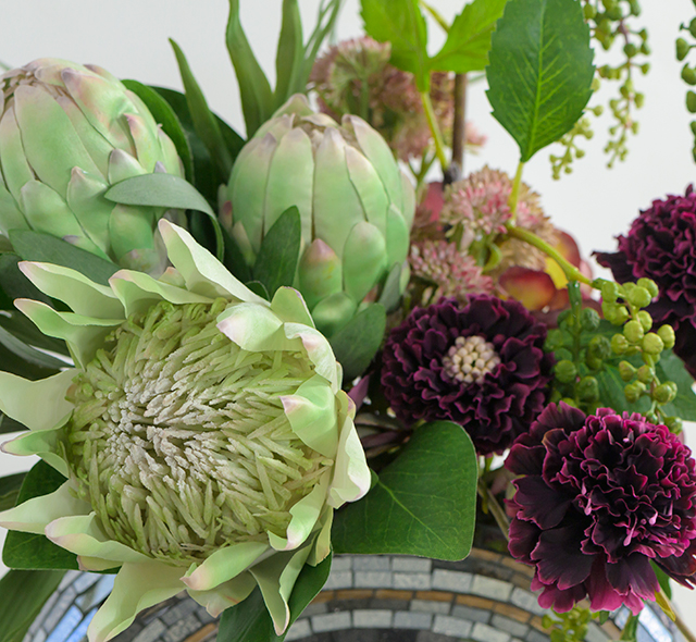 キングプロテア&スカビオサ3L25 アートフラワー アーティフィシャル